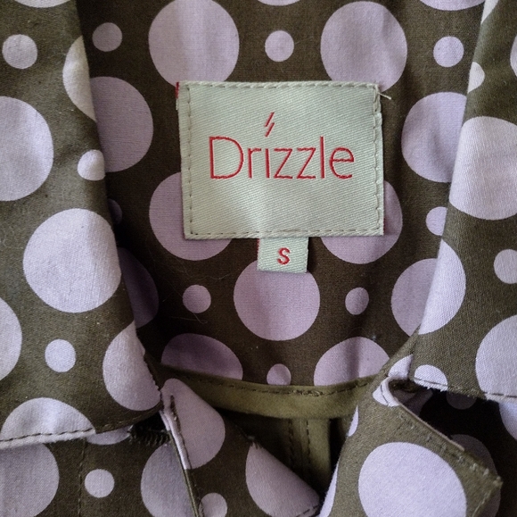 Drizzle Lavender Brown Polka Dot Raincoat Size Small - Picture 5 of 5